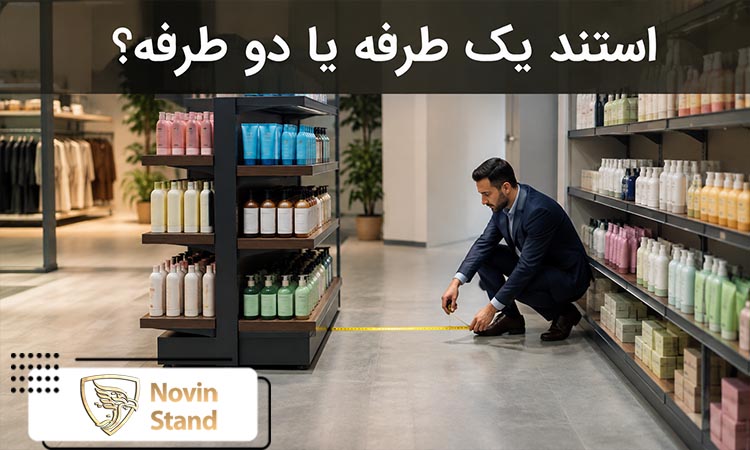 استند فروشگاهی یک طرفه یا دو طرفه؟ مقایسه ظرفیت نمایش، فضای اشغال شده و کاربرد هر کدام